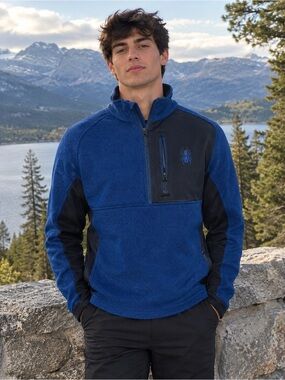 Spyder Blue and Black Half-Zip Performance Fleece Jacket